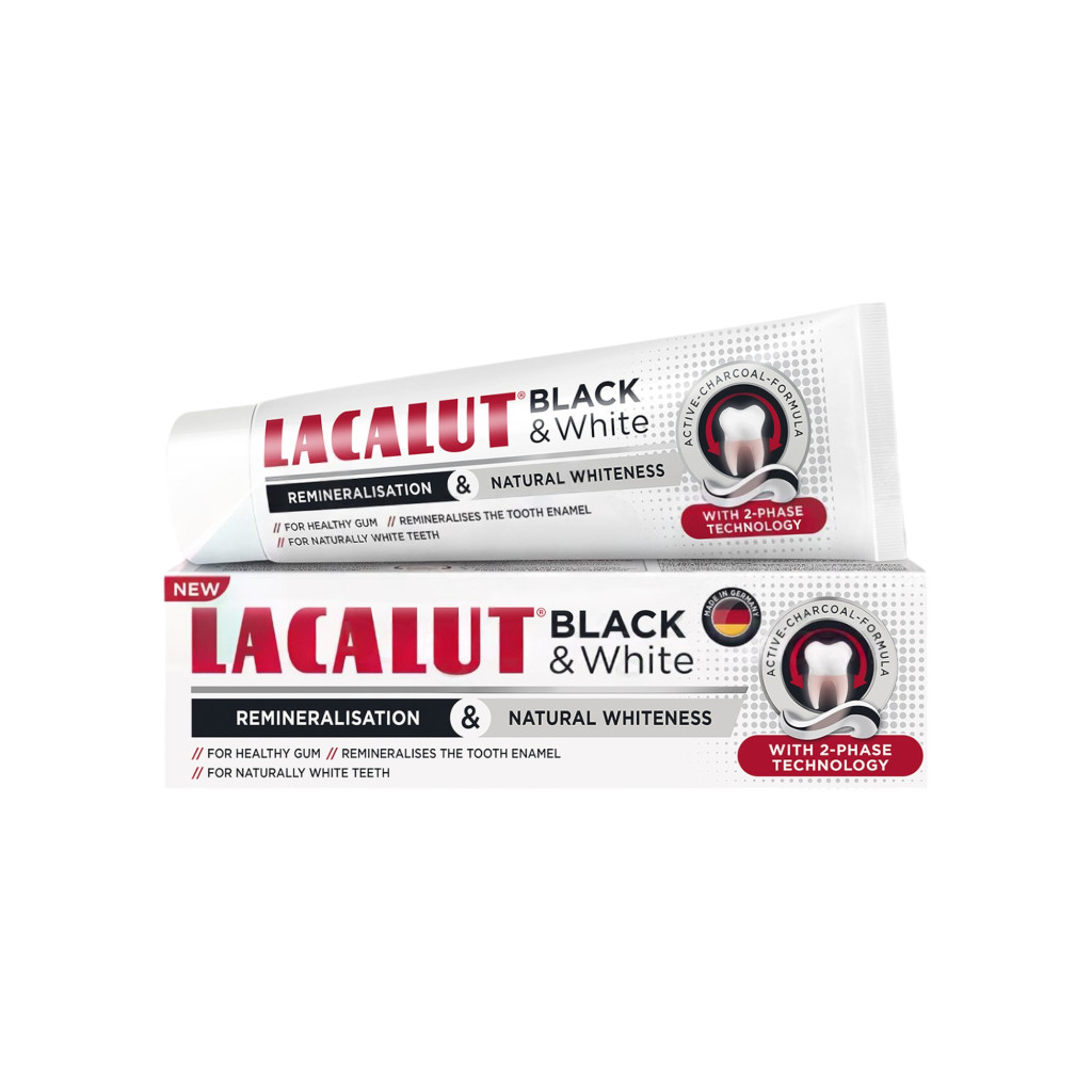 Lacalut fogkrém black &amp; white 75 ml