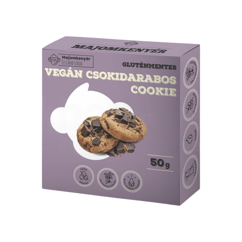 MAJOMKENYÉR GLUTÉNMENTES VEGÁN CSOKIDARABOS COOKIE 50G