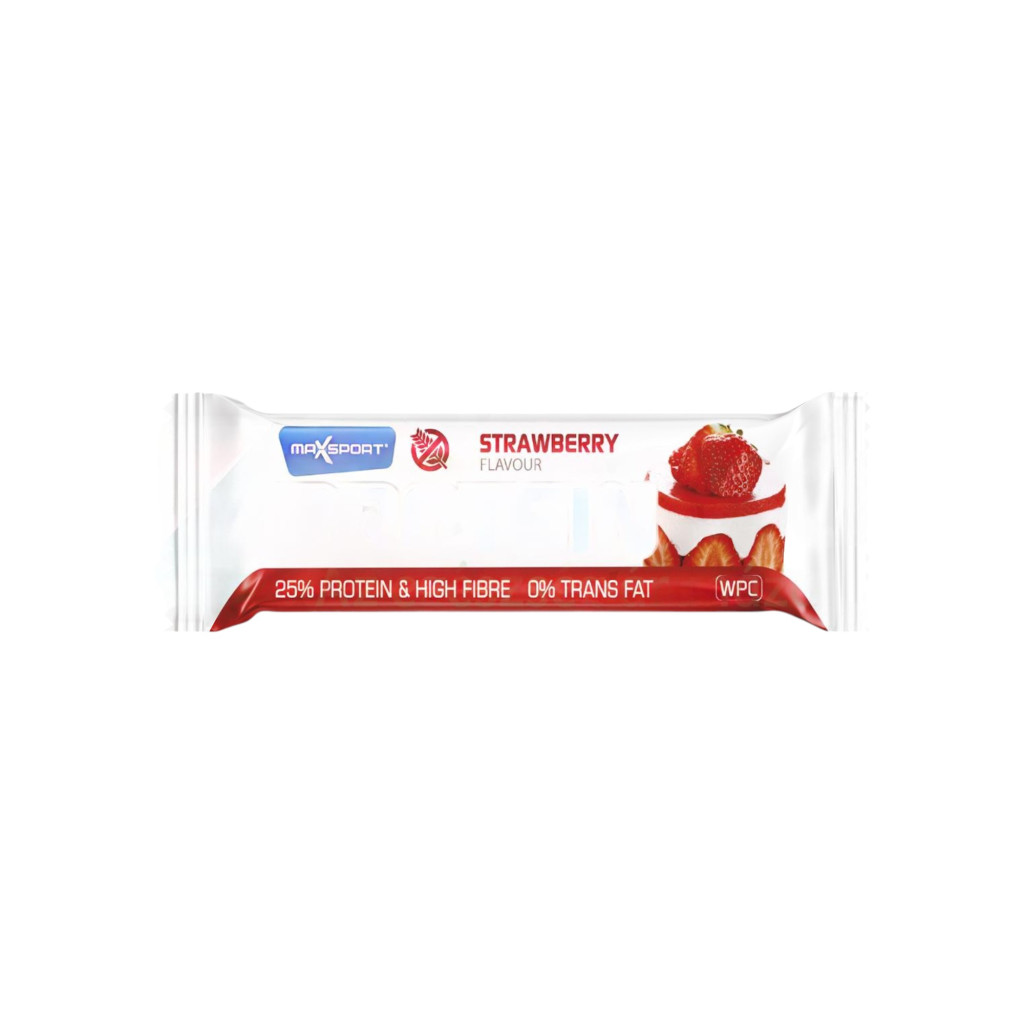 Baton proteinowy Max Sport o smaku truskawkowym, bezglutenowy, 60 g