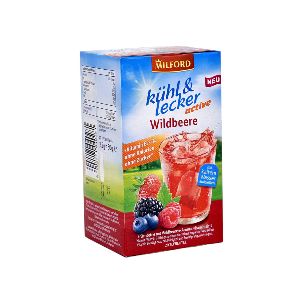 MILFORD KÜHL- LECKER ACTIVE ERDEIGYÜMÖLCS ÍZŰ HIDEGEN KÉSZÍTHETŐ GYÜMÖLCSTEA 20 DB