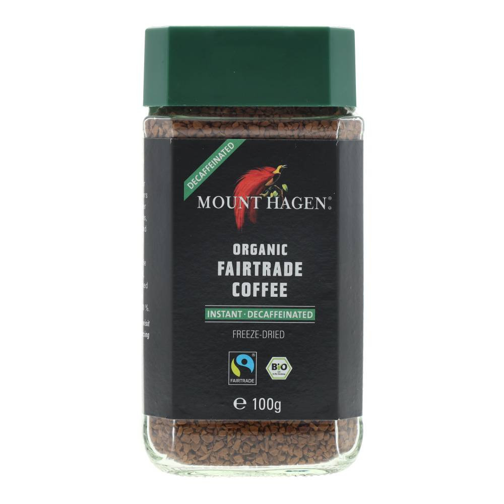Bezkofeinová bio instantní káva Mount Hagen, 100 g