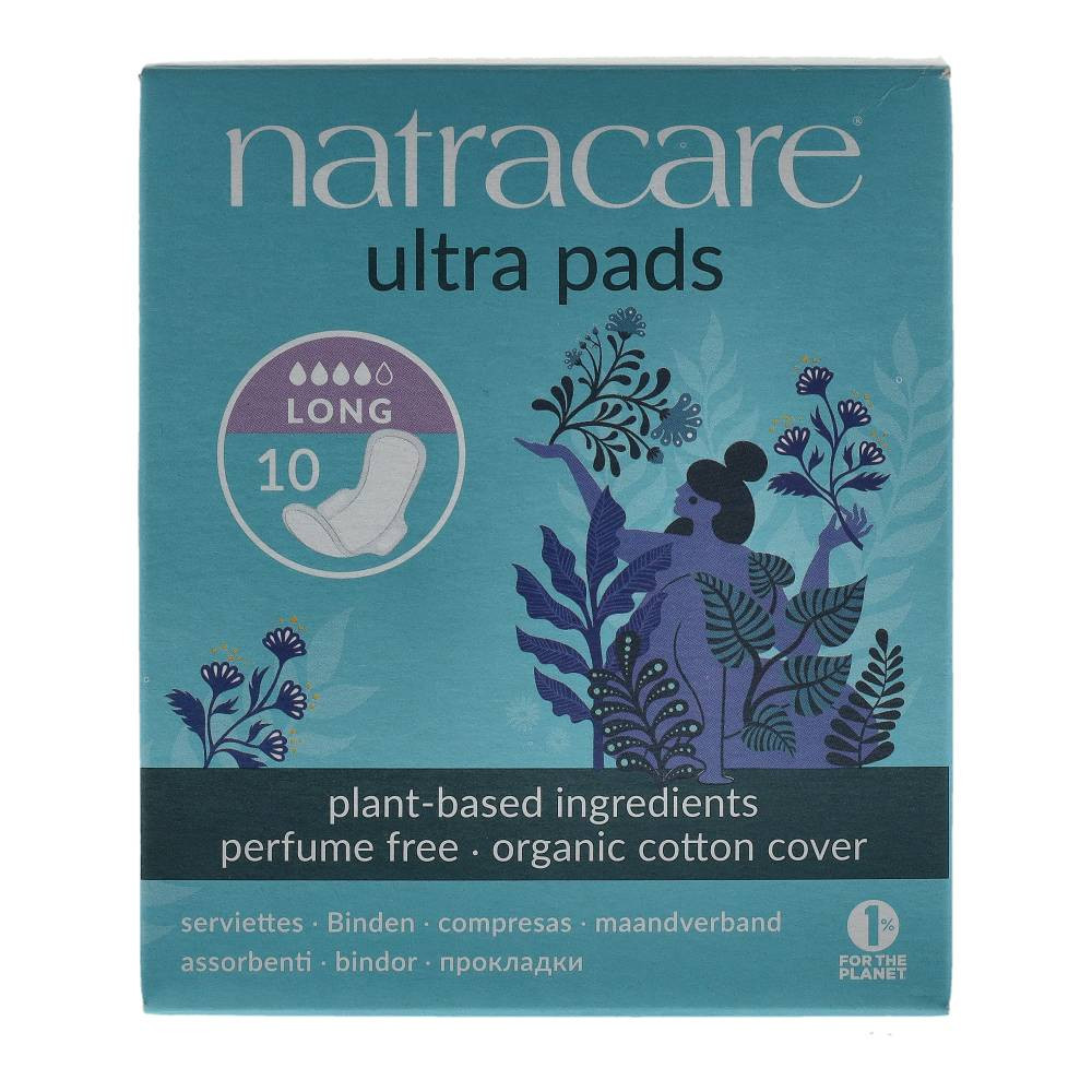 Absorbante zilnice lungi cu aripi Natracare biodegradabile, 10 bucăți