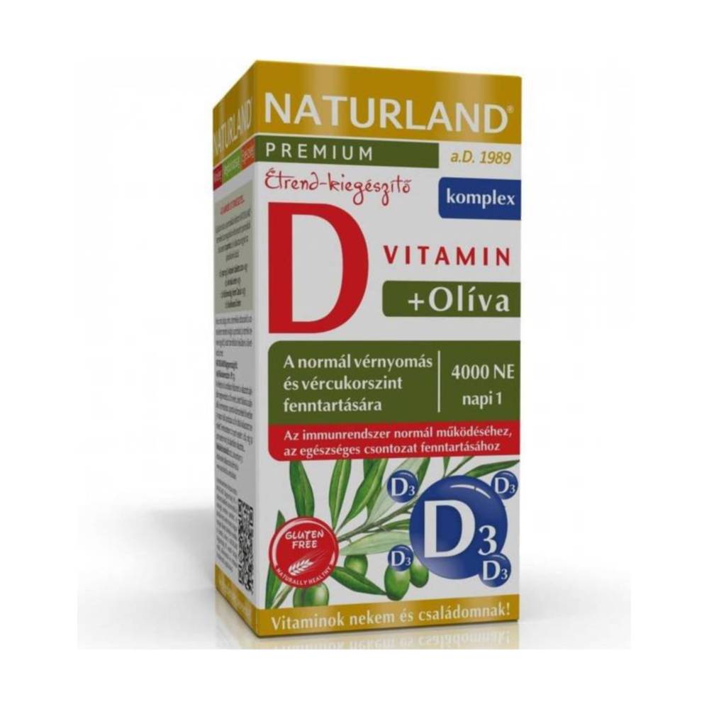 Naturland olive leaf + D-vitamin 4000IU capsule 60 pcs
