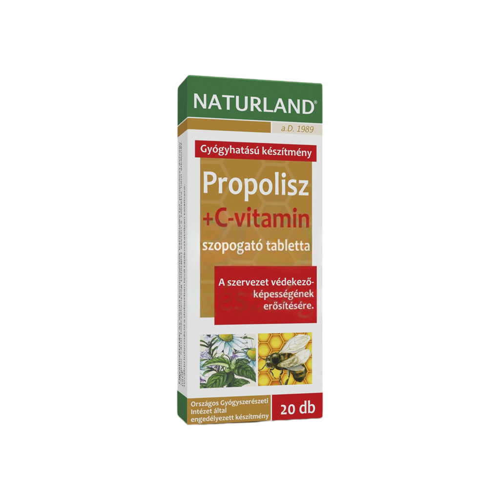 NATURLAND PROPOLISZ+C-VITAMIN TABLETTA 20 db
