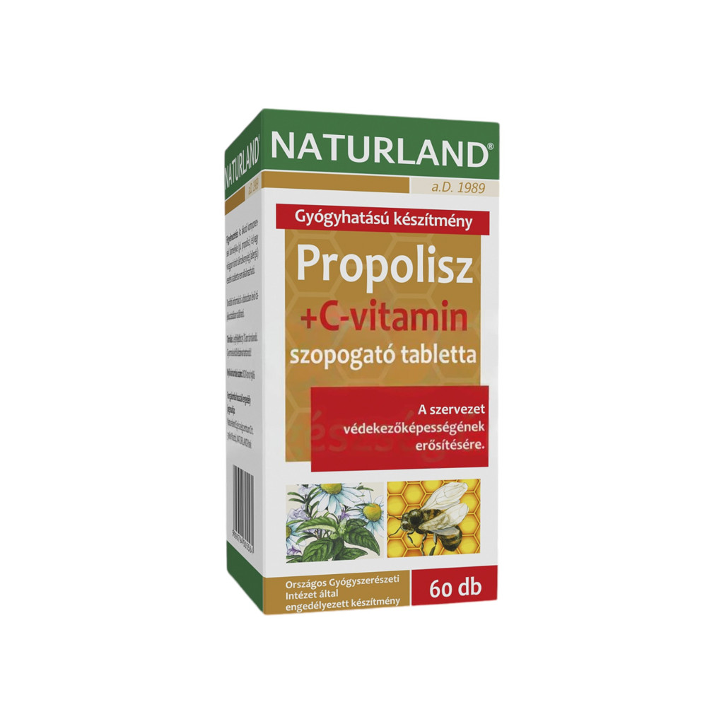 Tablety s propolisom a vitamínom C Naturland 60 ks