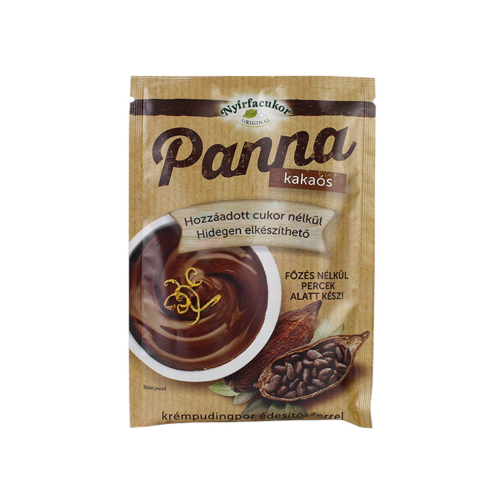 Birkensüßigkeit Panna Cotta, kalt serviert mit Schokoladenpudding 50 g