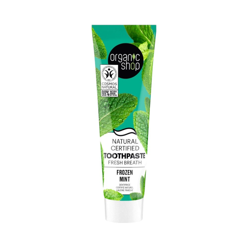 Organic Shop bio 'frozen mint' minősített fehérítő fogkrém mentával és szénnel 100 g