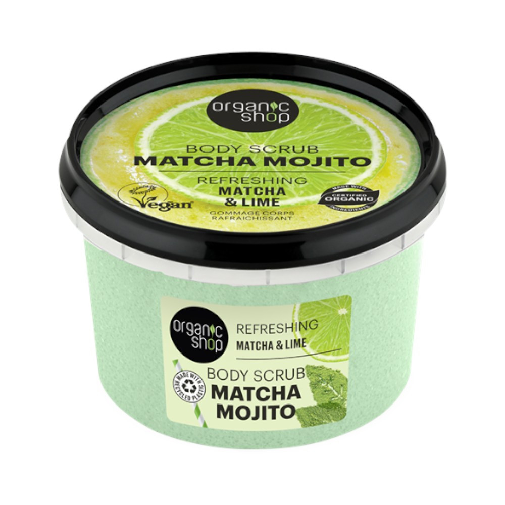 Organic Shop bio cukros testradír frissítő matcha-val és lime-mal 250 ml