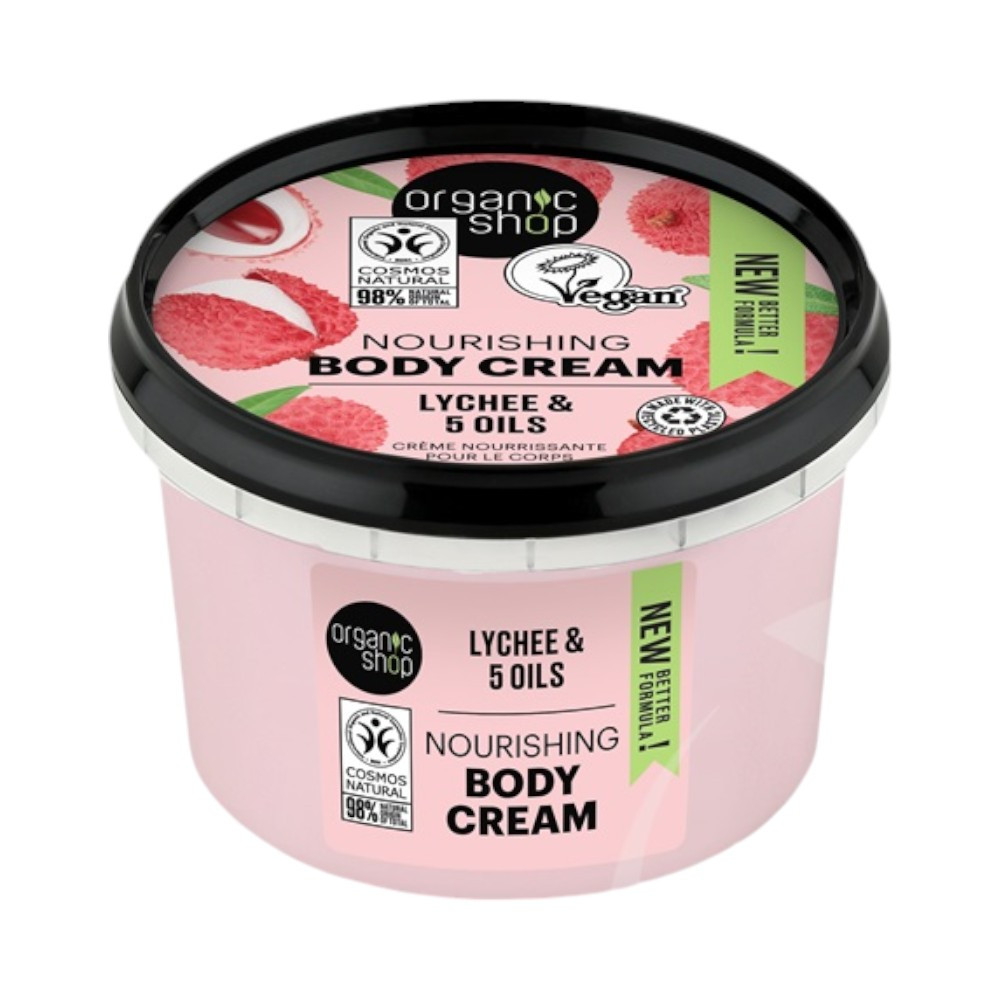 Organic Shop bio testápoló krém tápláló licsivel és 5 olajjal 250 ml