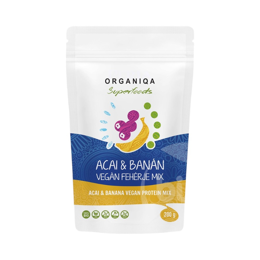 Organiczny 100% bio wegański mix białka z acai i bananem, 200 g