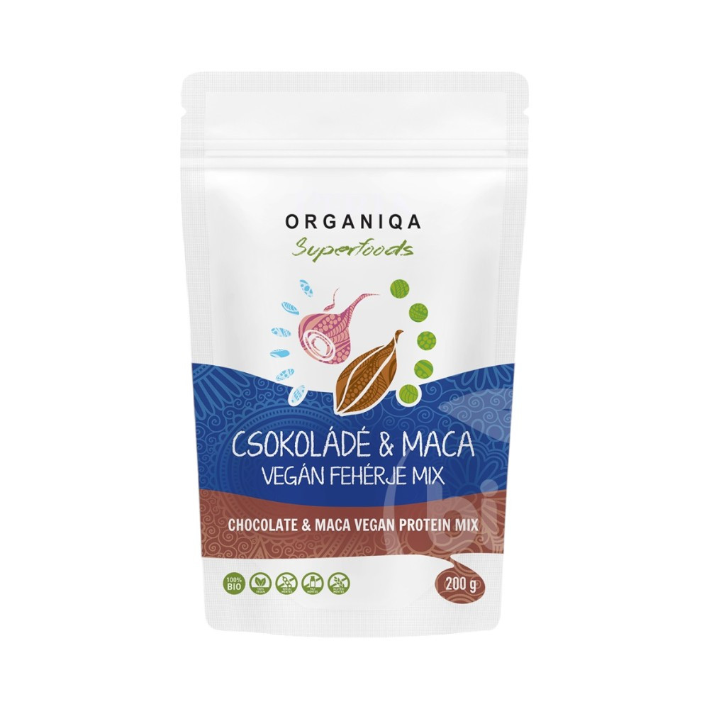 Organiqa 100% organiczny wegański mix białka czekolada-maca 200 g