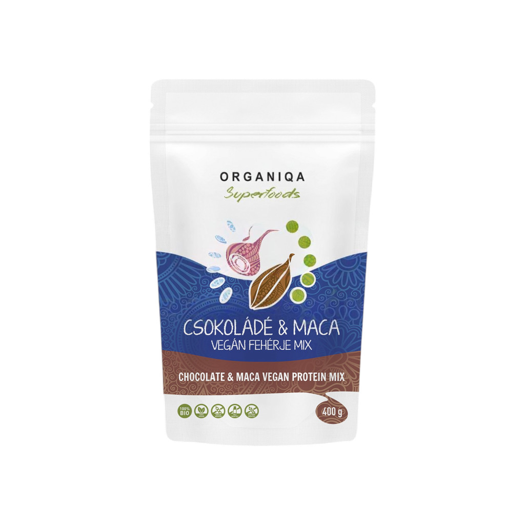 Organiqa organic chocolate-maca vegan protein 400 g