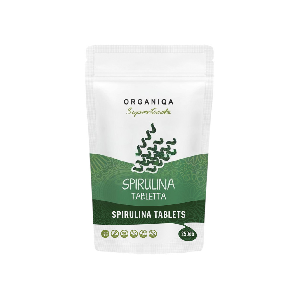 Pastile de spirulină bio Organiqa, 250 bucăți
