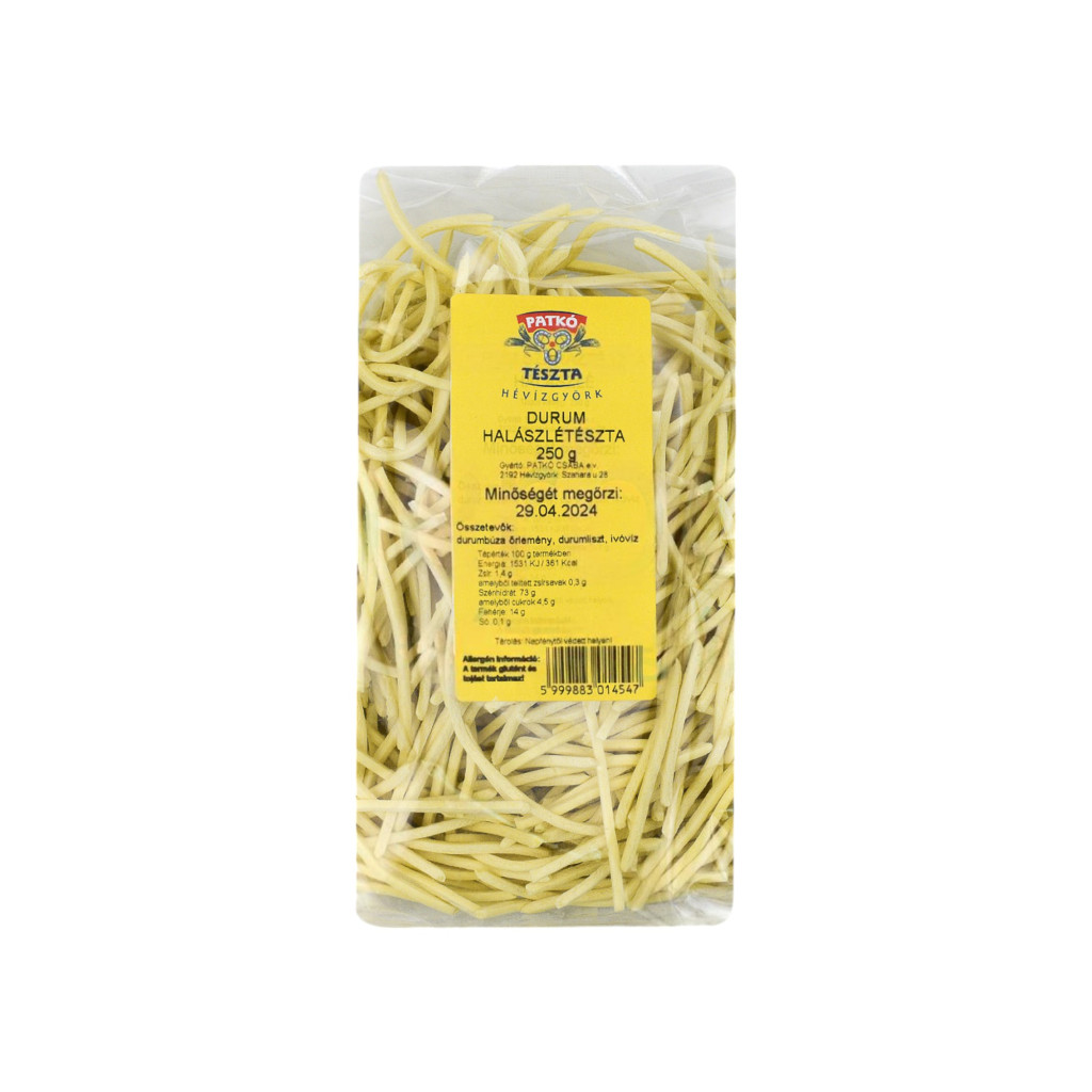PATKÓ TÉSZTA DURUM HALÁSZLÉTÉSZTA 250G