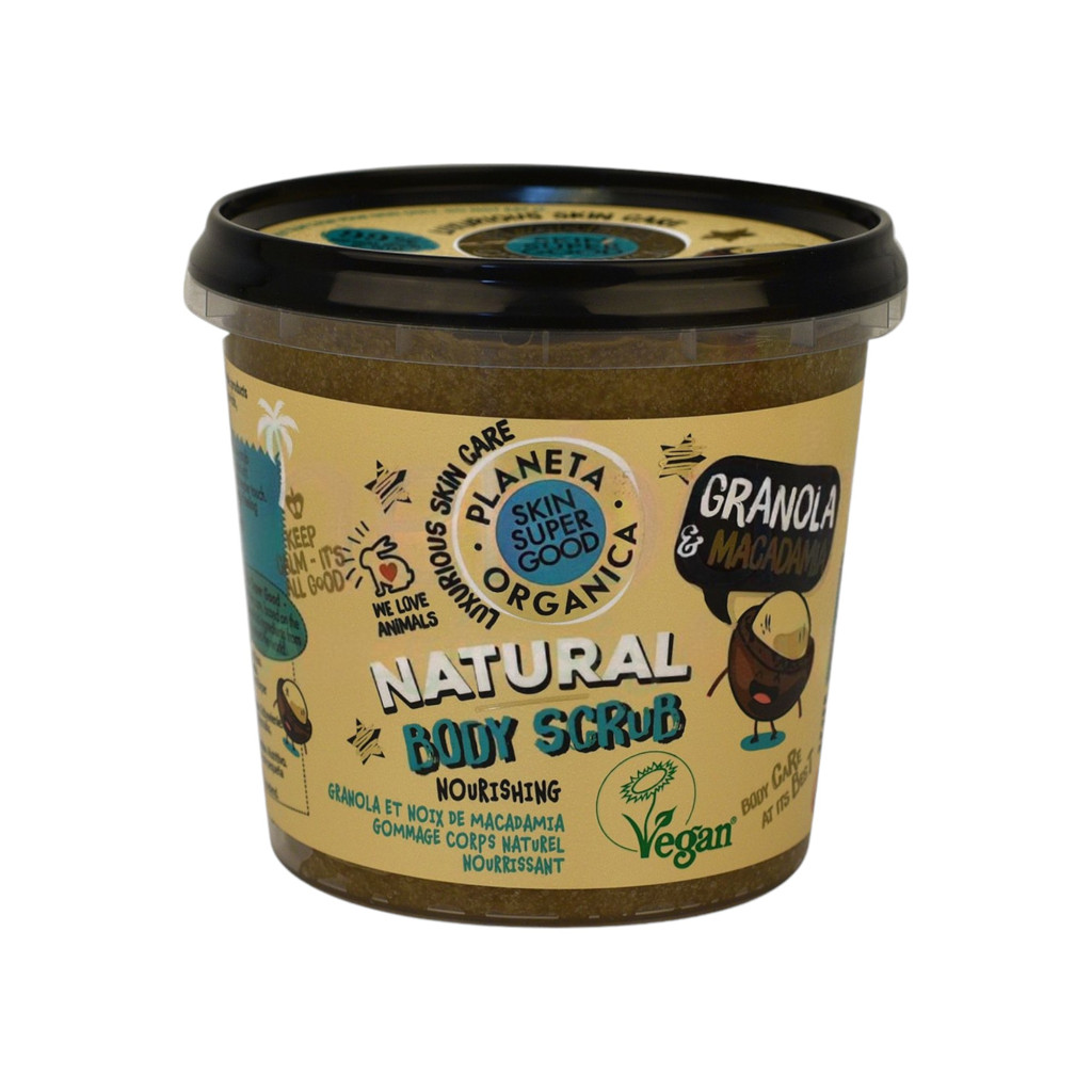 Planeta organica skin super good természetes testradír tápláló granolával és makadámdióval 360 ml