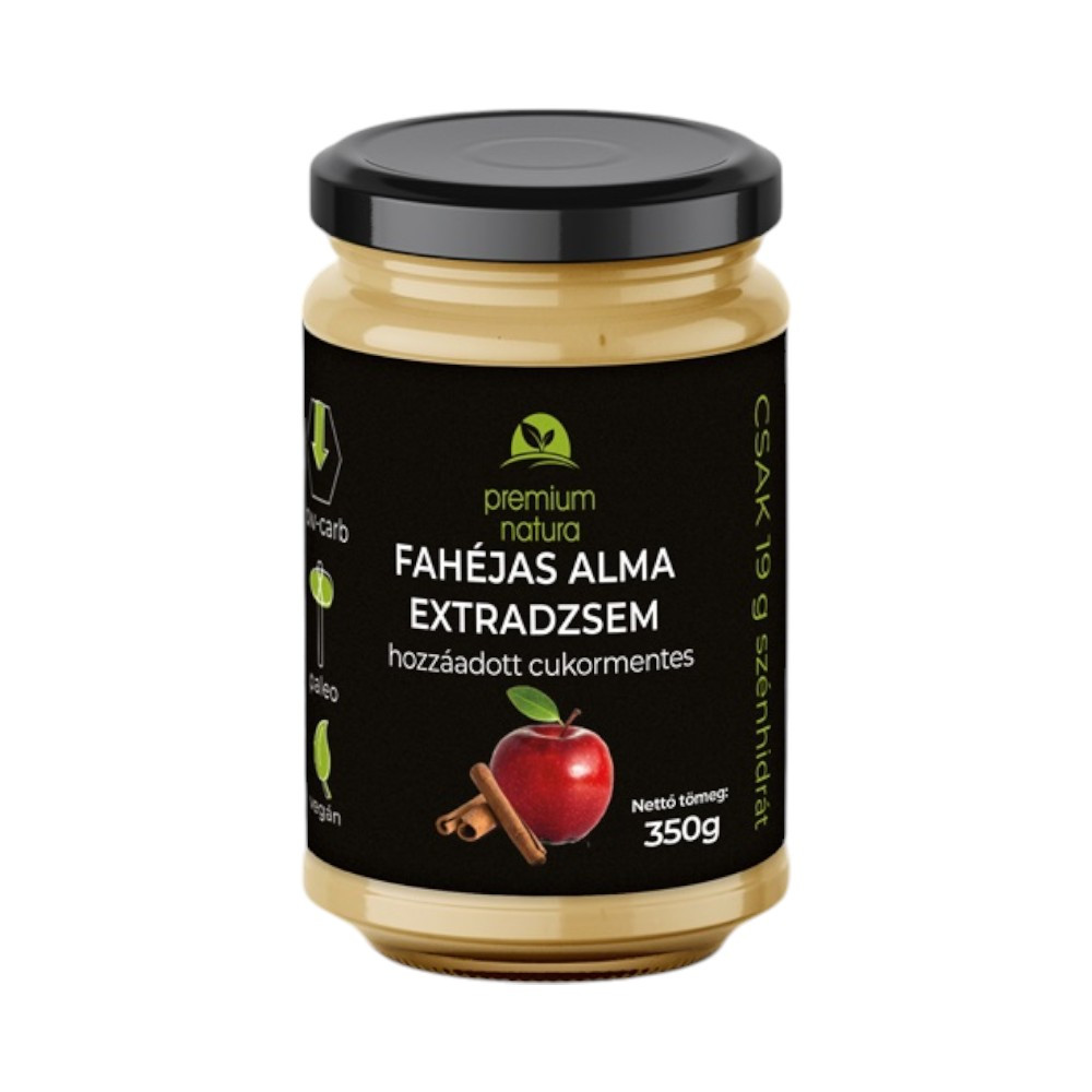 Premium Natura csökkentett energia tartalmú extra dzsem édesítőszerekkel fahéjas alma 350 g