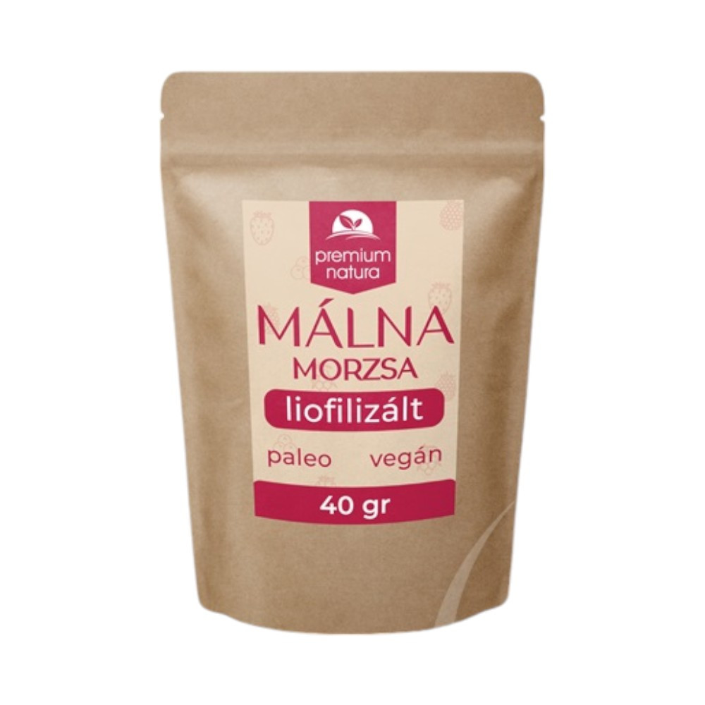 Premium Natura liofilizált málna darabok, morzsa 40 g