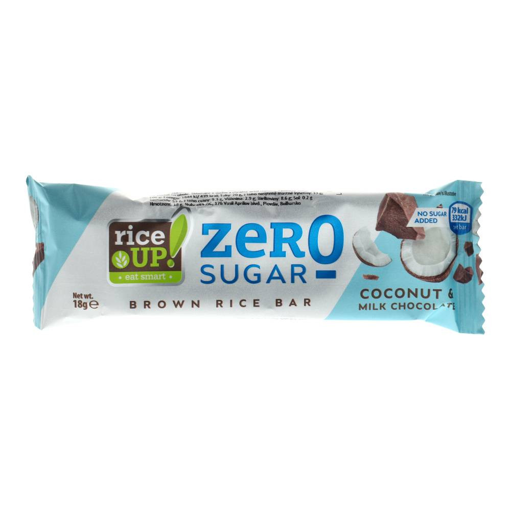 Rice Up zero rizsszelet kókuszos ízű tejcsokoládéval hozzáadott cukor nélkül 18 g