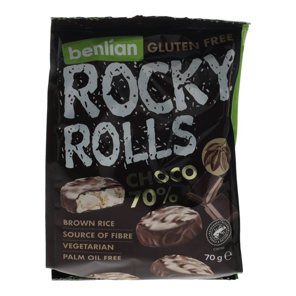 Rocky Rolls gepuffter Reisring umhüllt mit Milchschokolade, 70 g