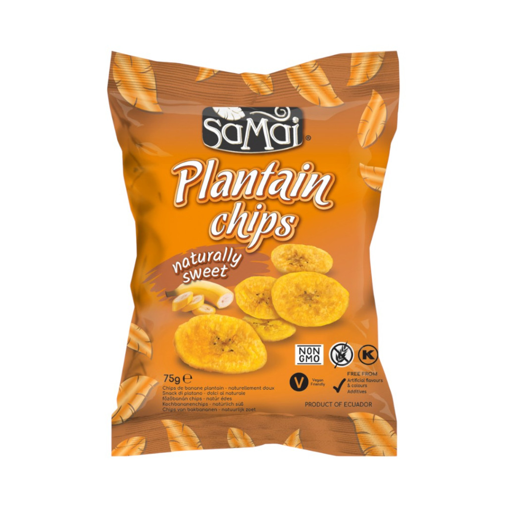 Chipsy z plantain (banan do gotowania) naturalnie słodzone, 75 g