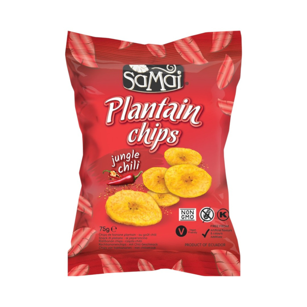 Samai plantain varená banánová chipsy s pikantnou čili 75 g