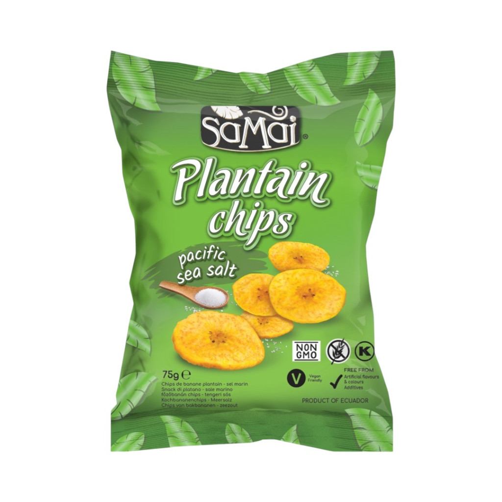 Chipsy z plantacji bananów Samai z morską solą 75 g