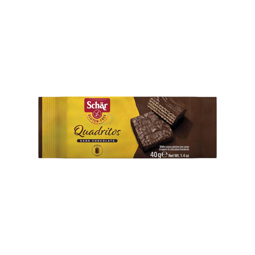 Glutenfreie Kakaowaffeln mit dunkler Schokolade überzogen 40 g