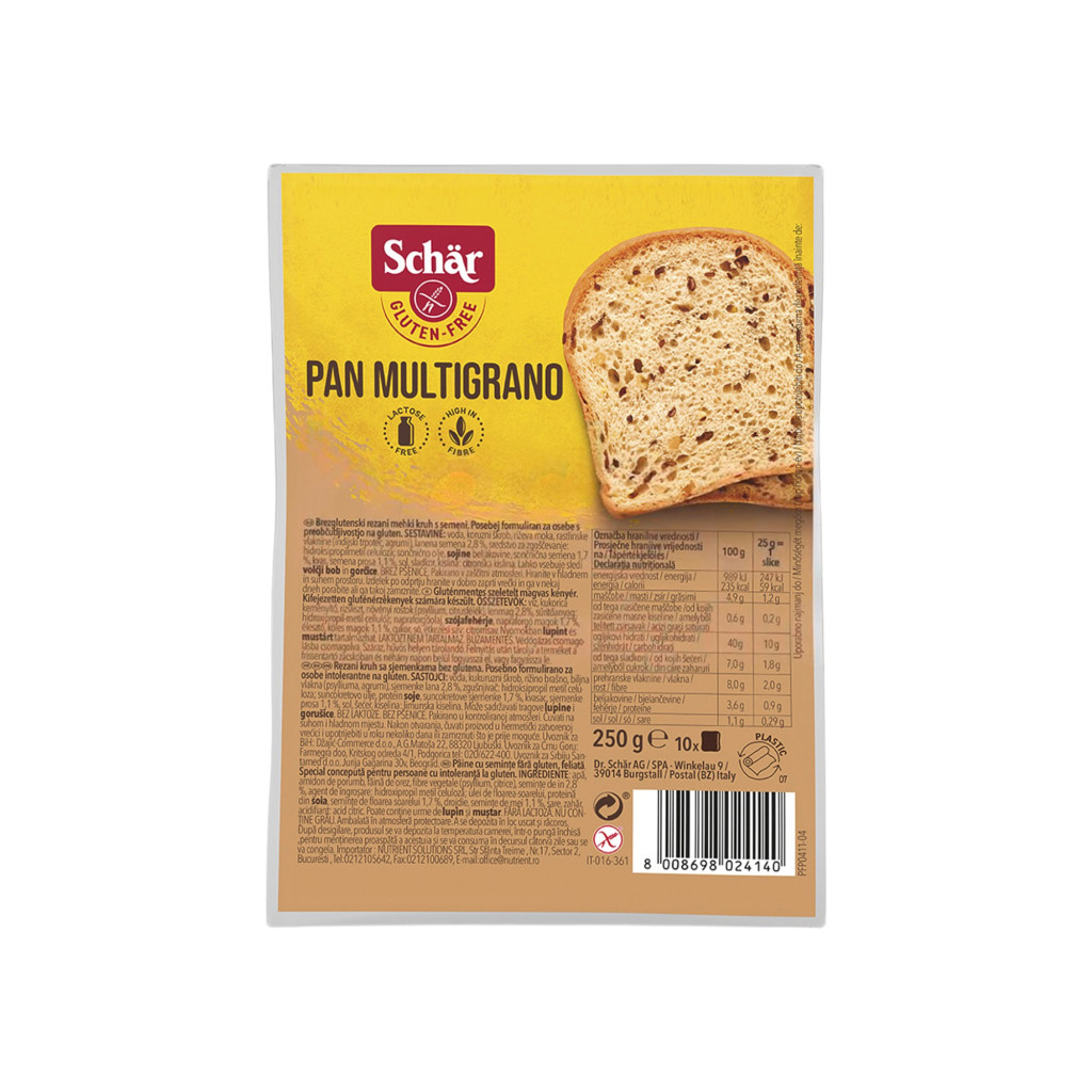 Pâine fără gluten Schar pan multigrano 250 g
