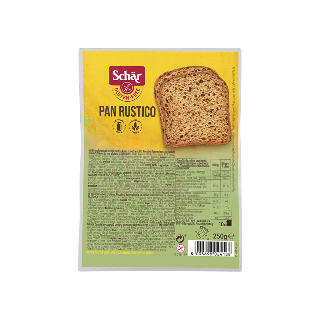 Pâine fără gluten Schar, pan rustico, 250 g