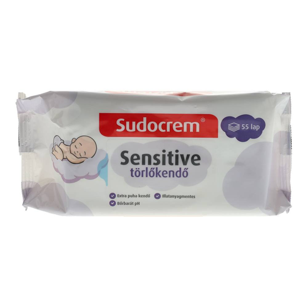 Şerveţele umede Sensiţi Sudocrem pentru bebeluşi, 55 bucăţi