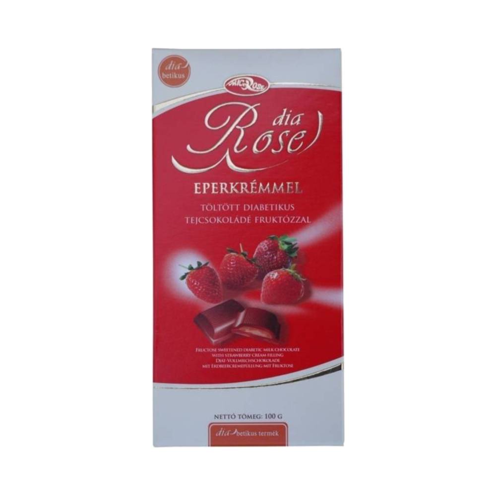 Mleczna czekolada Sweetrose nadziewana kremem truskawkowym, słodzona fruktozą, 100 g