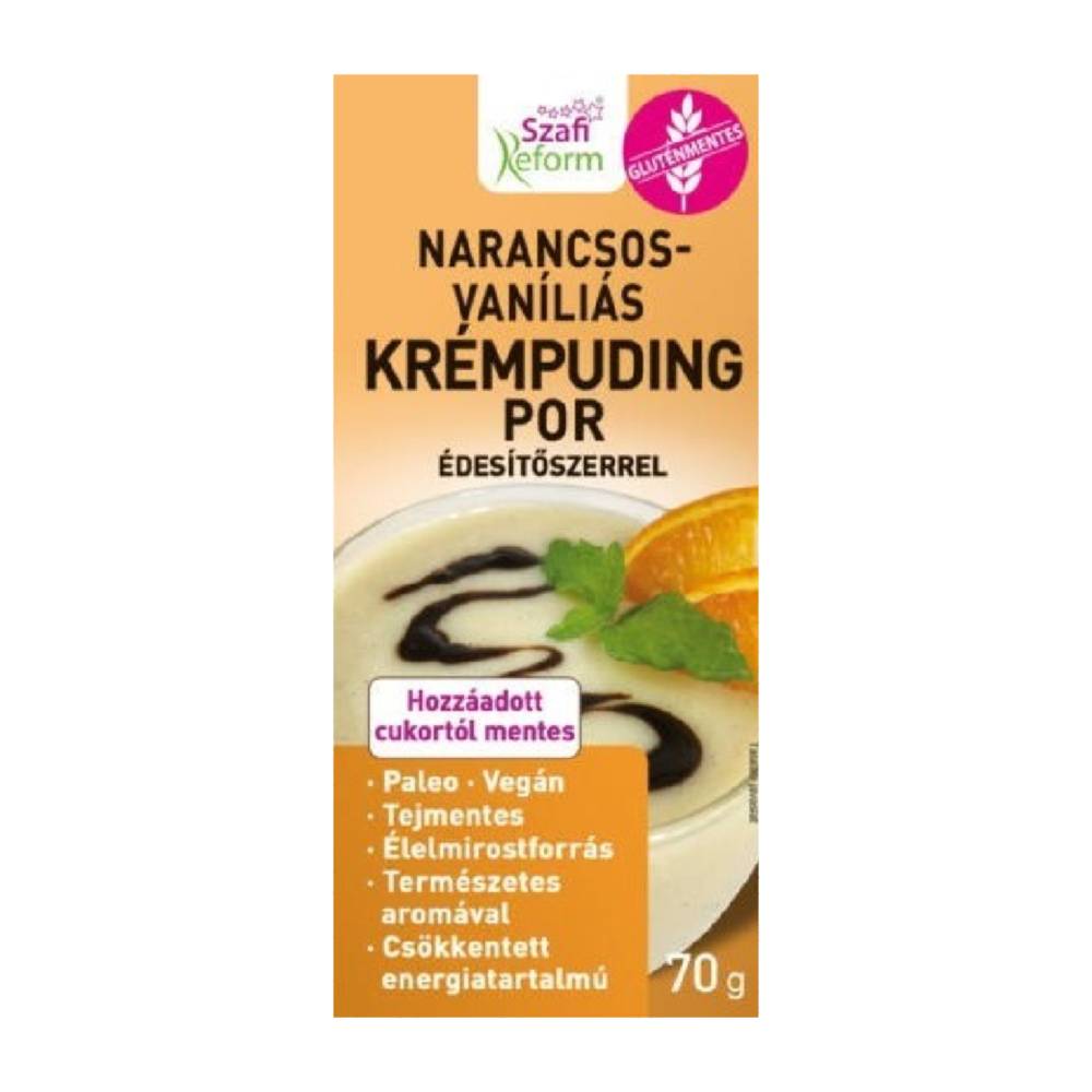 Pudră de budincă cu aromă de portocală și vanilie, îndulcitor Szafi Reform, 70 g