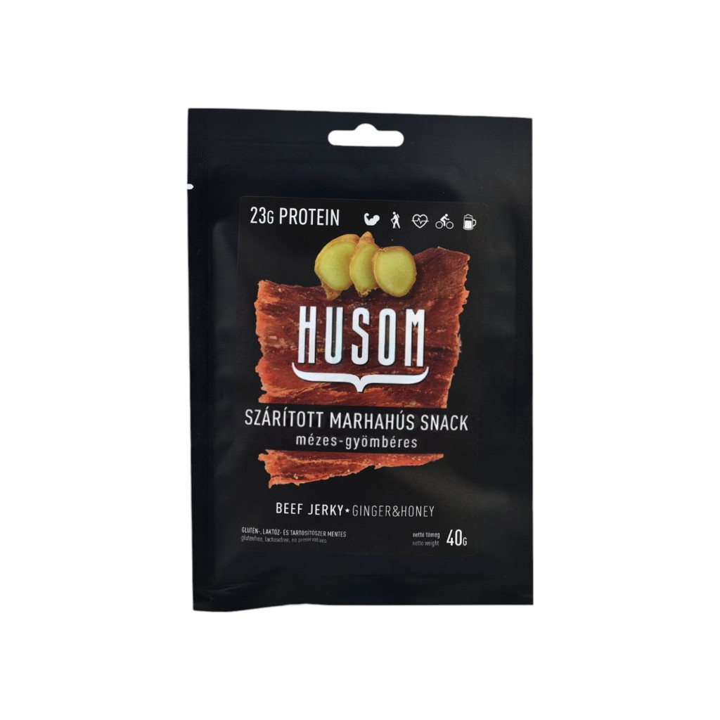 Snack de carne uscată de vită cu miere și ghimbir 40g HUSOM