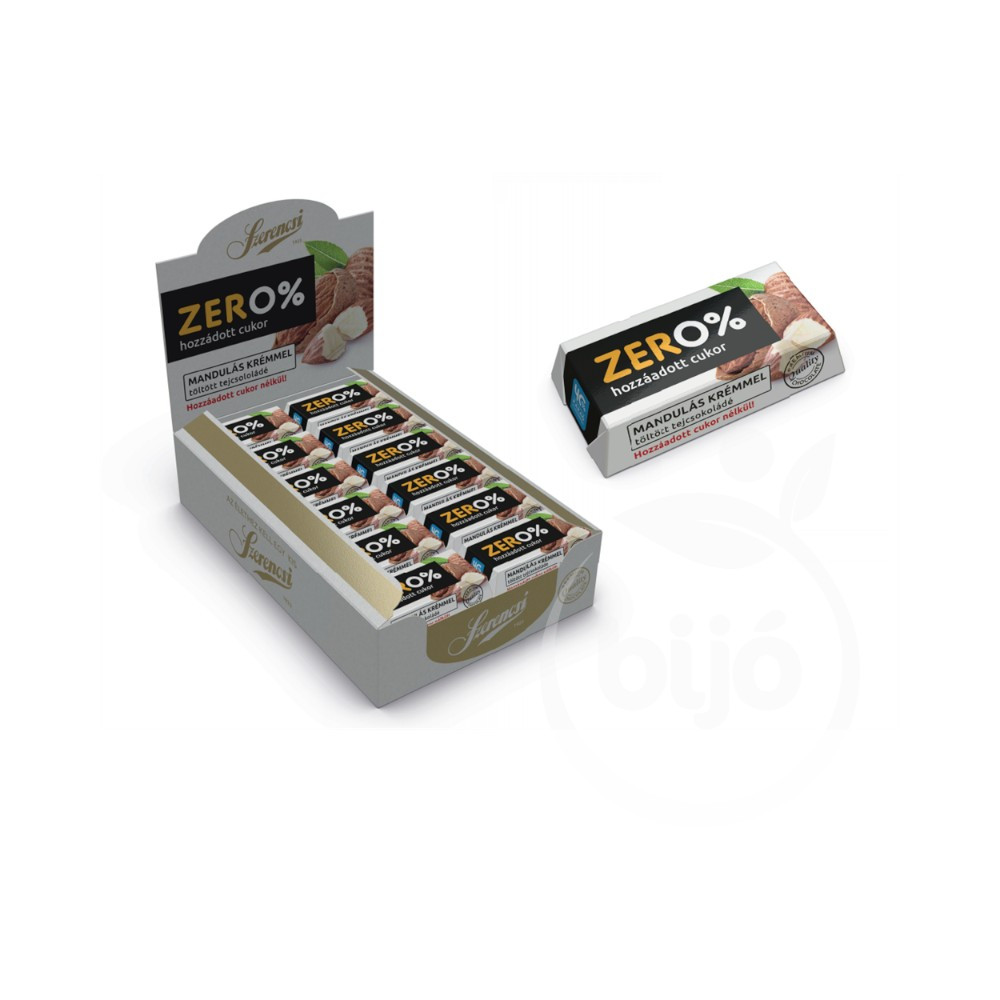Szerencsi milk chocolate filled with zero sugar almond-flavored cream sweetened 21 g