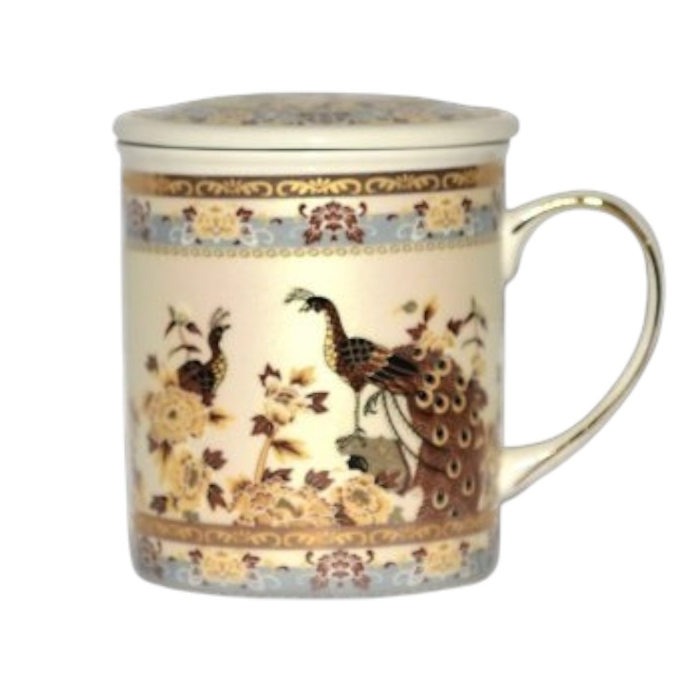 TEA CUP WITH LID, METAL STRAINER, TEA SEPTUM 1 pc