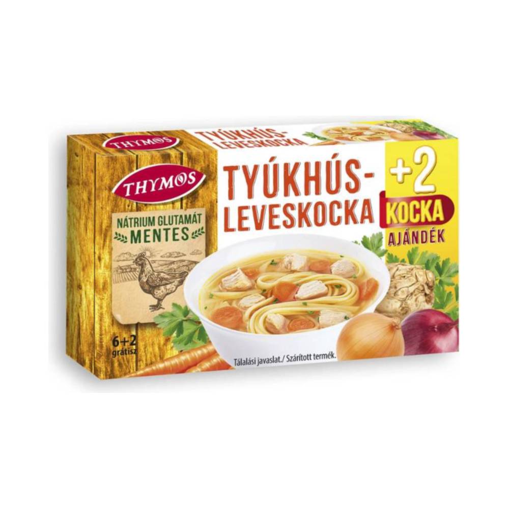 Kostki rosołowe Thymos, bez tłuszczu, o smaku kurczaka, 6+2 gratis, 80 g