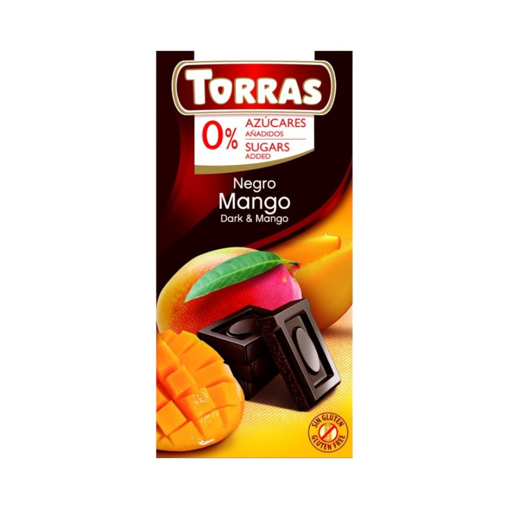 Hořká čokoláda bez lepku a cukru s mangem 75 g