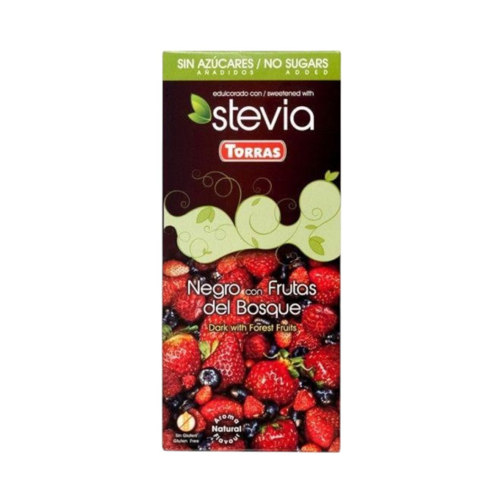 Ciocolată neagră fără gluten cu fructe de pădure și stevie, 125 g