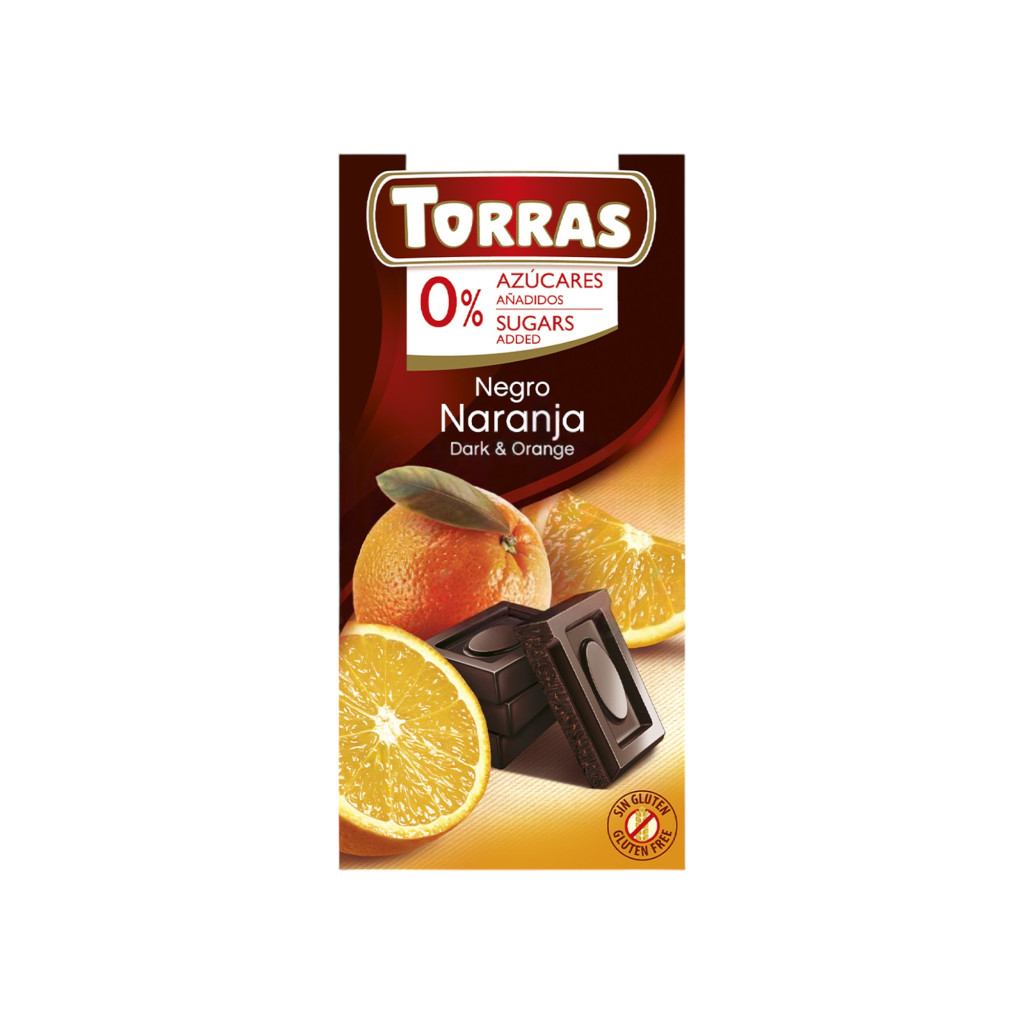 Dark gluten-free chocolate with oranges and stevia, 35 g