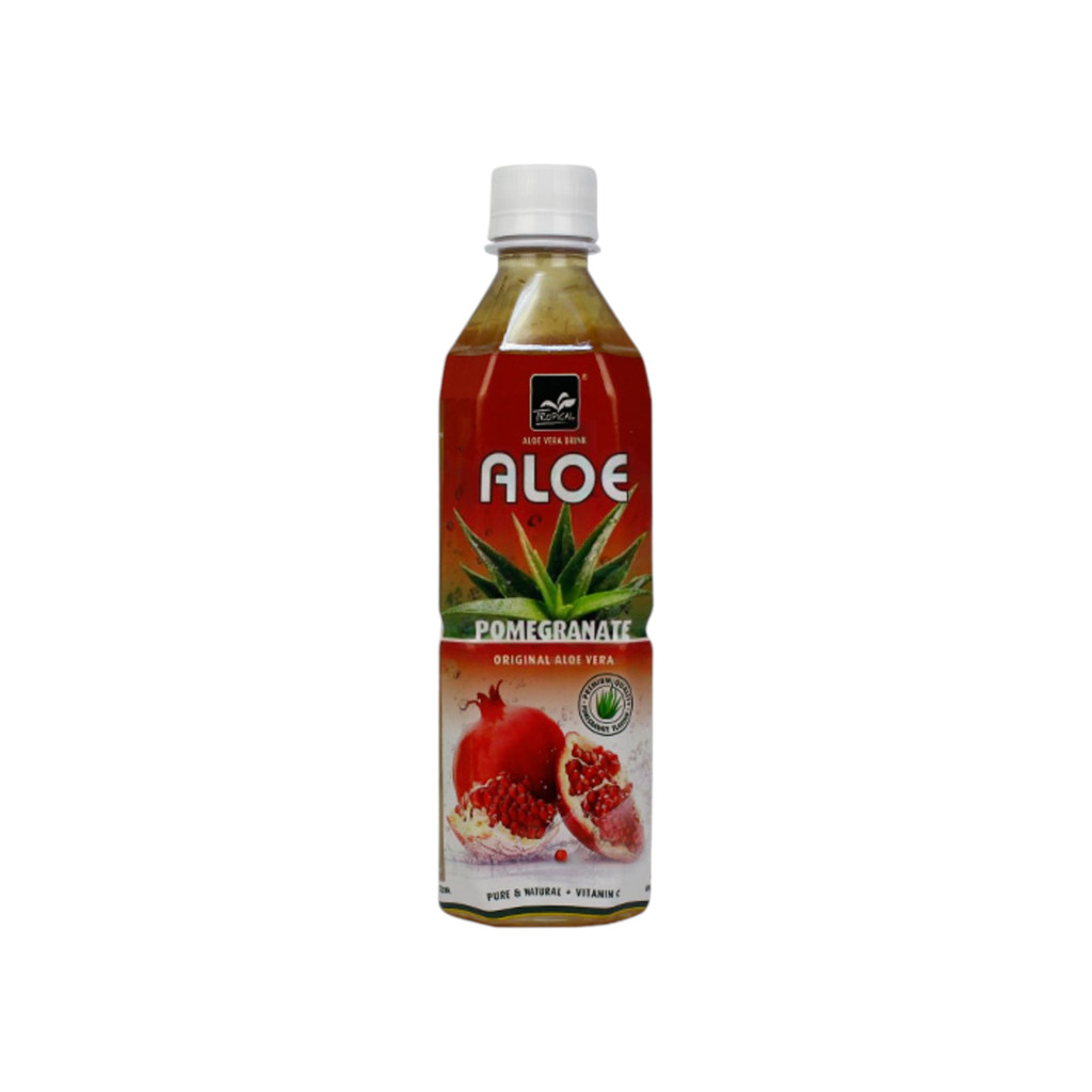 Tropický nápoj s aloe vera bez oxidu uhličitého, s granátovým jablkem, 500 ml