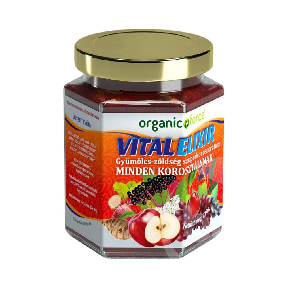 ÚJ ORGANIC F.VITALELIXÍR GYÜMÖLCS-ZÖLDS. 210 g