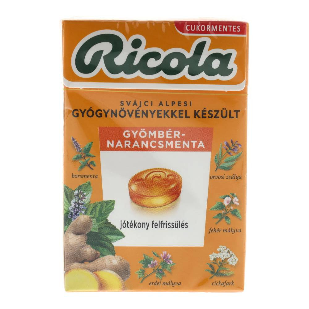 ÚJ RICOLA CUKOR GYÖMBÉR-NARANCSMENTA CM. 40 g