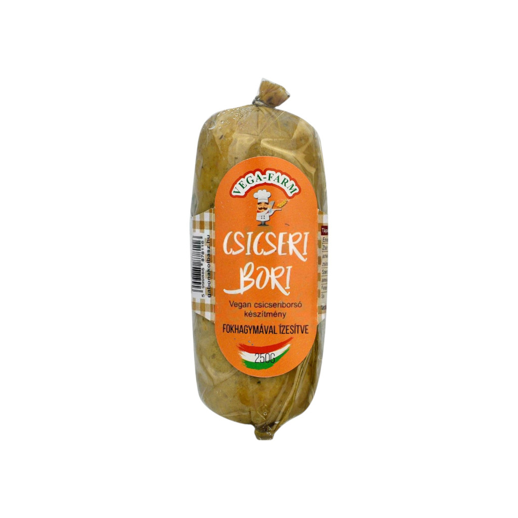 Vyrobeno ze dobře kořeněných cizrny z odrůdy Vega Farm, jedná se o uzený veganský cizrny s česnekem, 250 g.