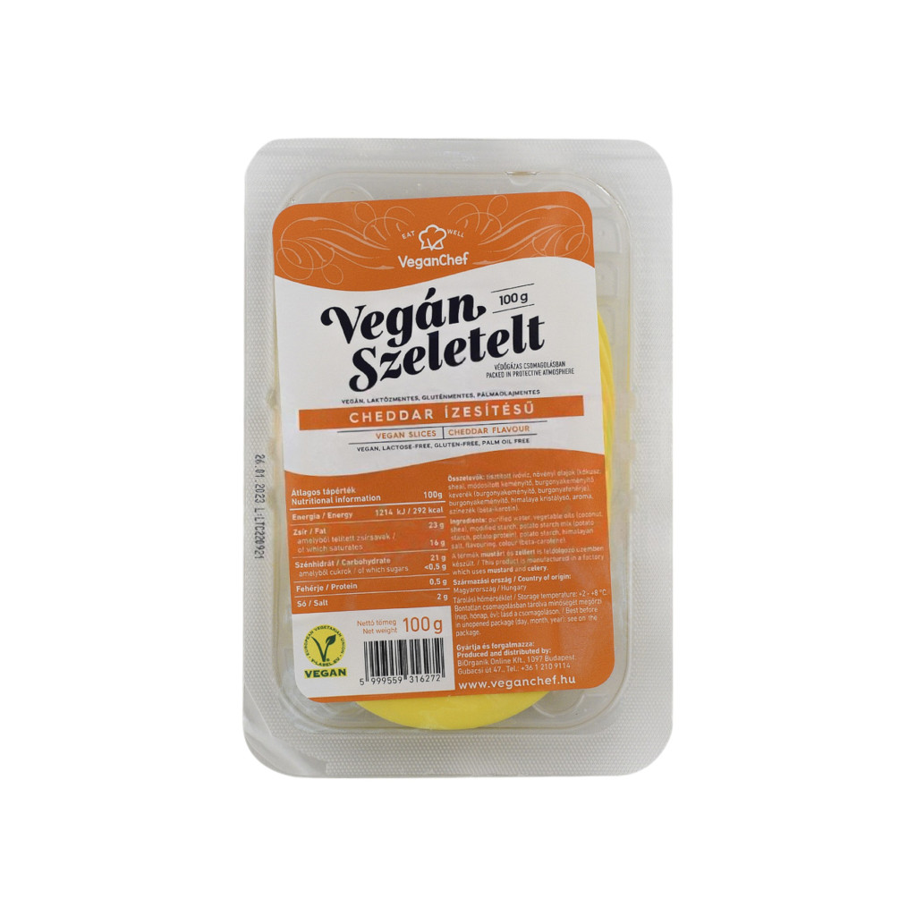 Veganchef vegán szeletelt cheddar ízesítésű 100 g