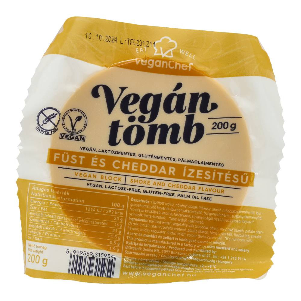 Veganchef vegán tömb füst és cheddar ízű 200 g