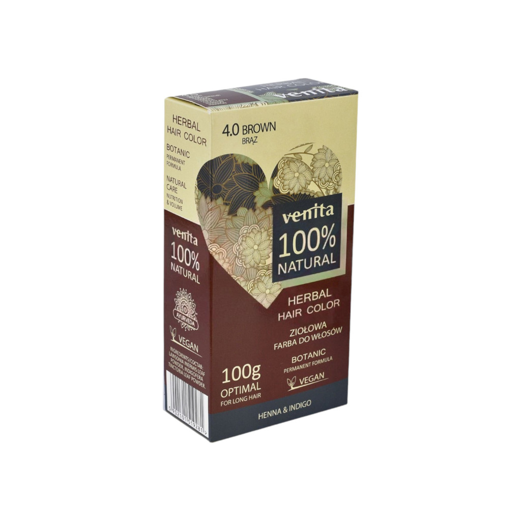 Venita 100% natural gyógynövényes hajfesték 4.0 barna 100 g