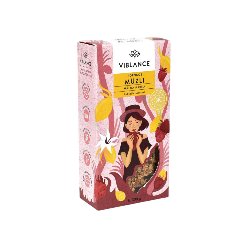 Viblance ropogós müzli málna&amp;chia 300 g