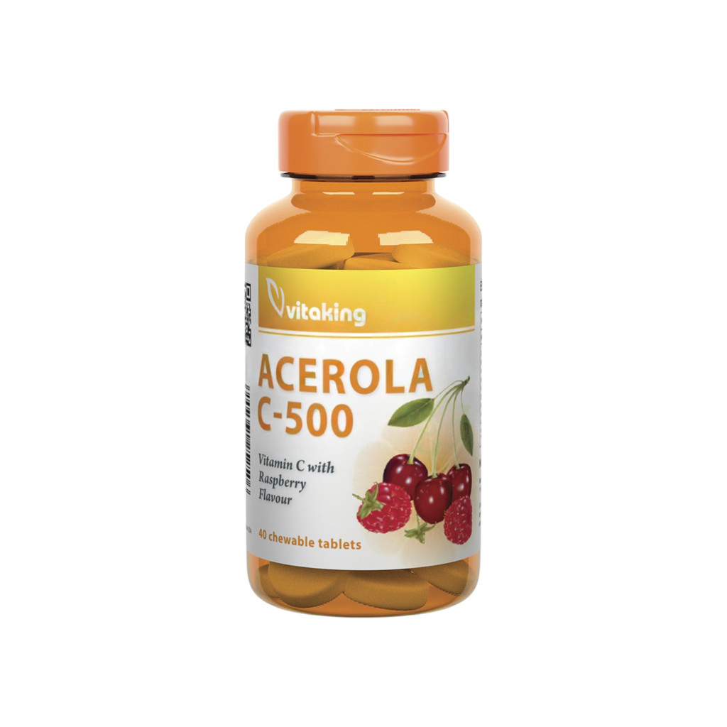 Vitamín C ve formě žvýkací tablety s acerolou od Vitaking, 500mg, 40 ks