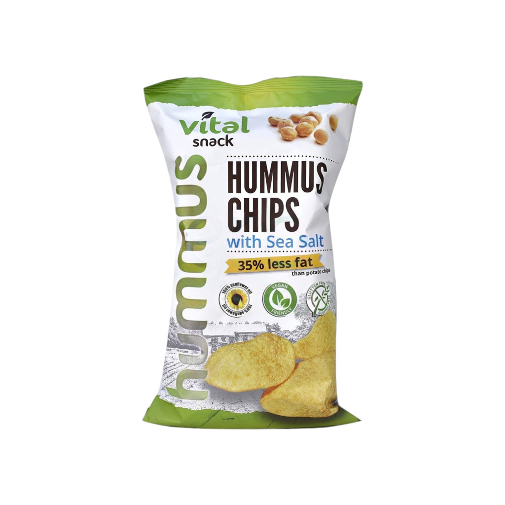 Chipsuri umplute cu humus și sare de mare 65 g