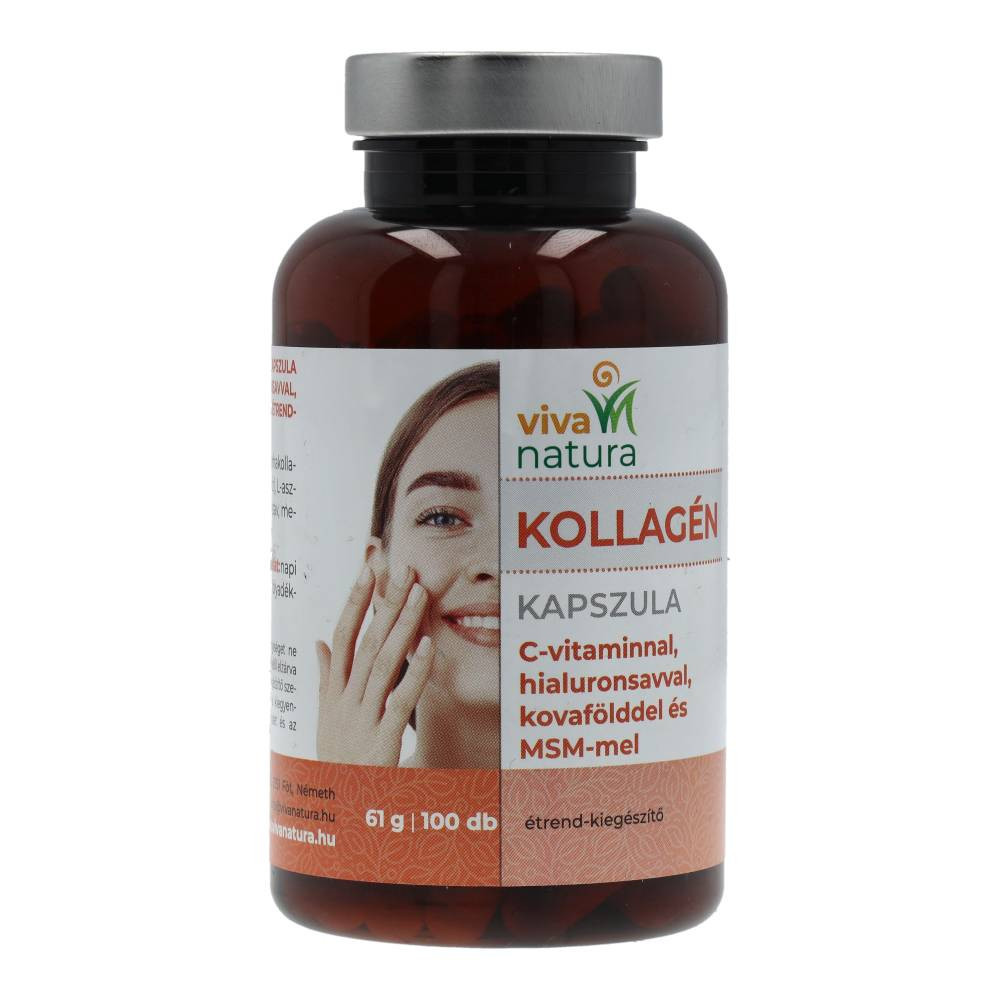 VIVA NATURA KOLLAGÉN ÉTREND-KIEGÉSZÍTŐ KAPSZULA HIALURONSAVVAL, C-VITAMINNAL, KOVAFÖLDDEL ÉS MSM-MEL